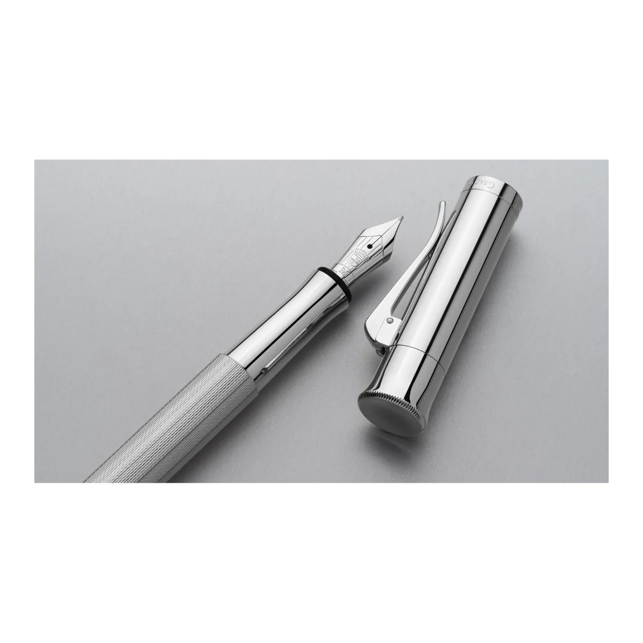 Graf von Faber-Castell Guilloche Rhodium Fountain Pen, Silver-Coloured