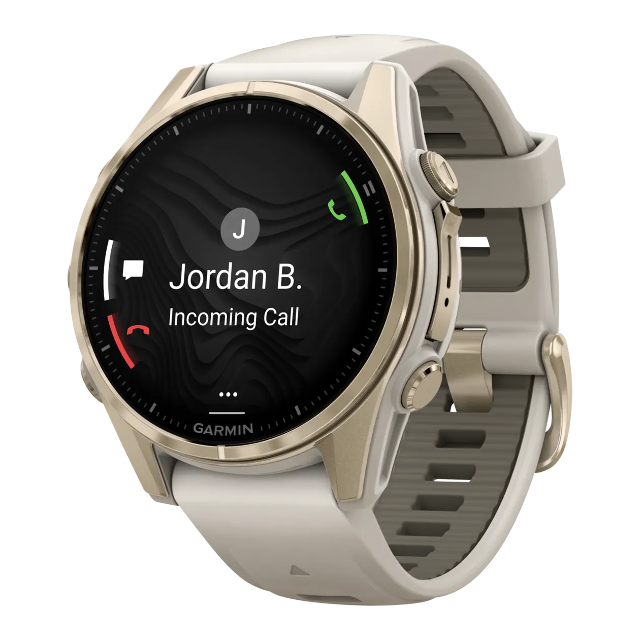 Garmin fēnix® 8 Sapphire GPS-Multisport-Smartwatch, Nebelgrau/Softgold