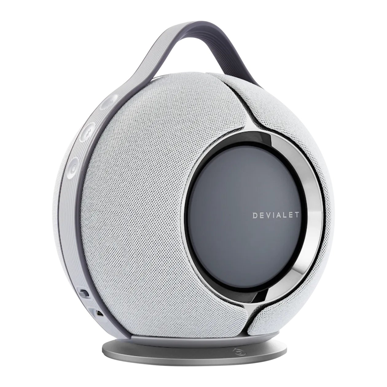 Devialet Mania tragbarer Hi-Fi-Lautsprecher mit Ladestation, Light Grey