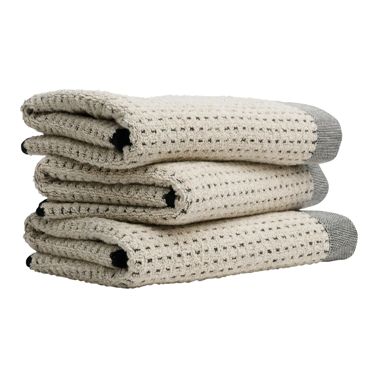 MÖVE EDEN Hand Towels, Set of 3, Natural/Black