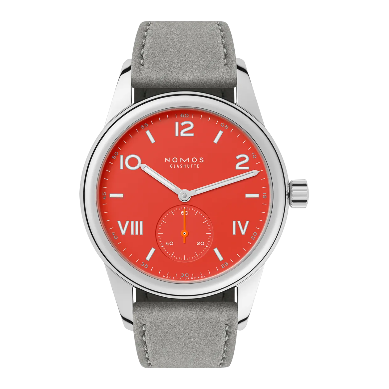 NOMOS Glashütte Club Campus 36 Nonstop Red Hand-Wound Watch, Red / Pebble Grey