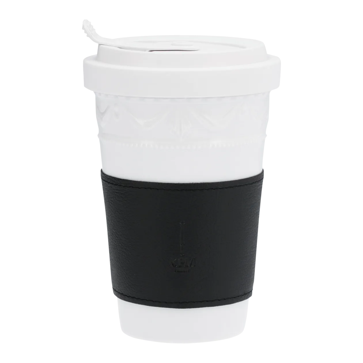 KPM Berlin KURLAND To-Go Cup with Apple Leather Zarf, White/Black