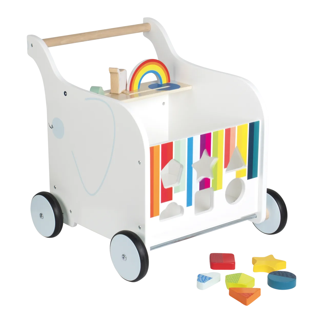 small foot Elephant Baby Walker with Toy Box, White