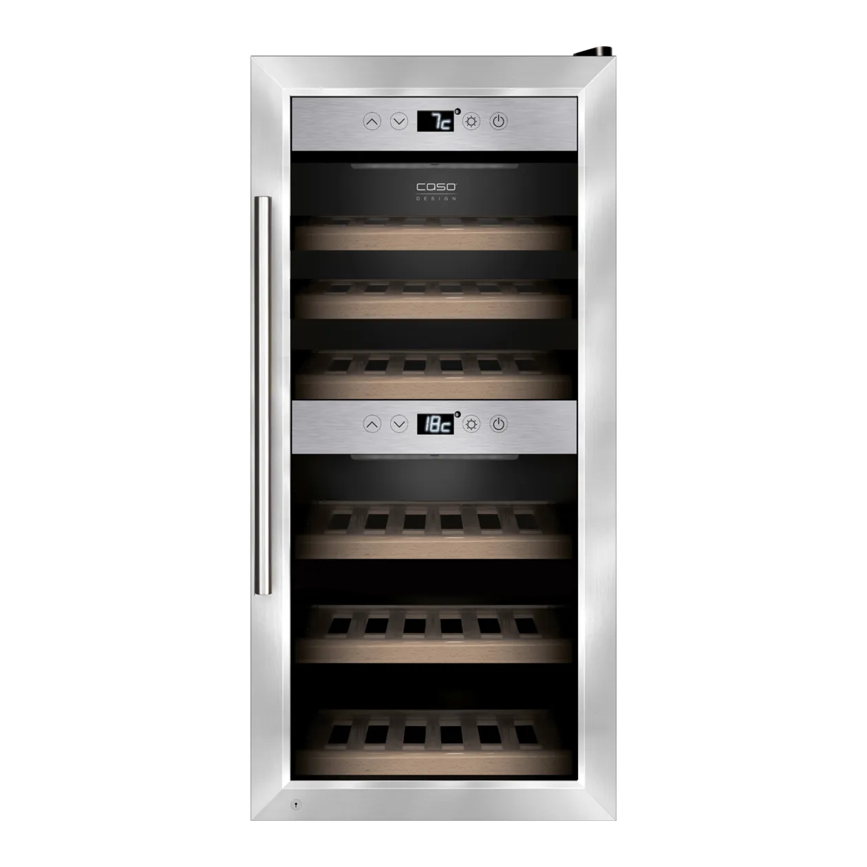 CASO Design WineComfort 240 Smart 2-Zonen-Weinkühlschrank, Silber/Schwarz