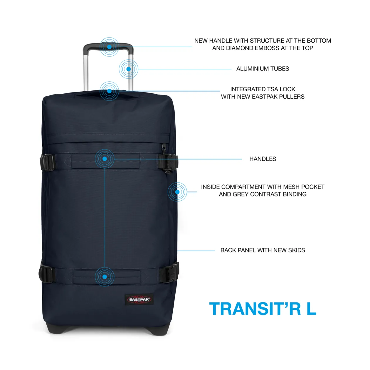 Eastpak Transit'r L Roller Bag, Ultra Marine