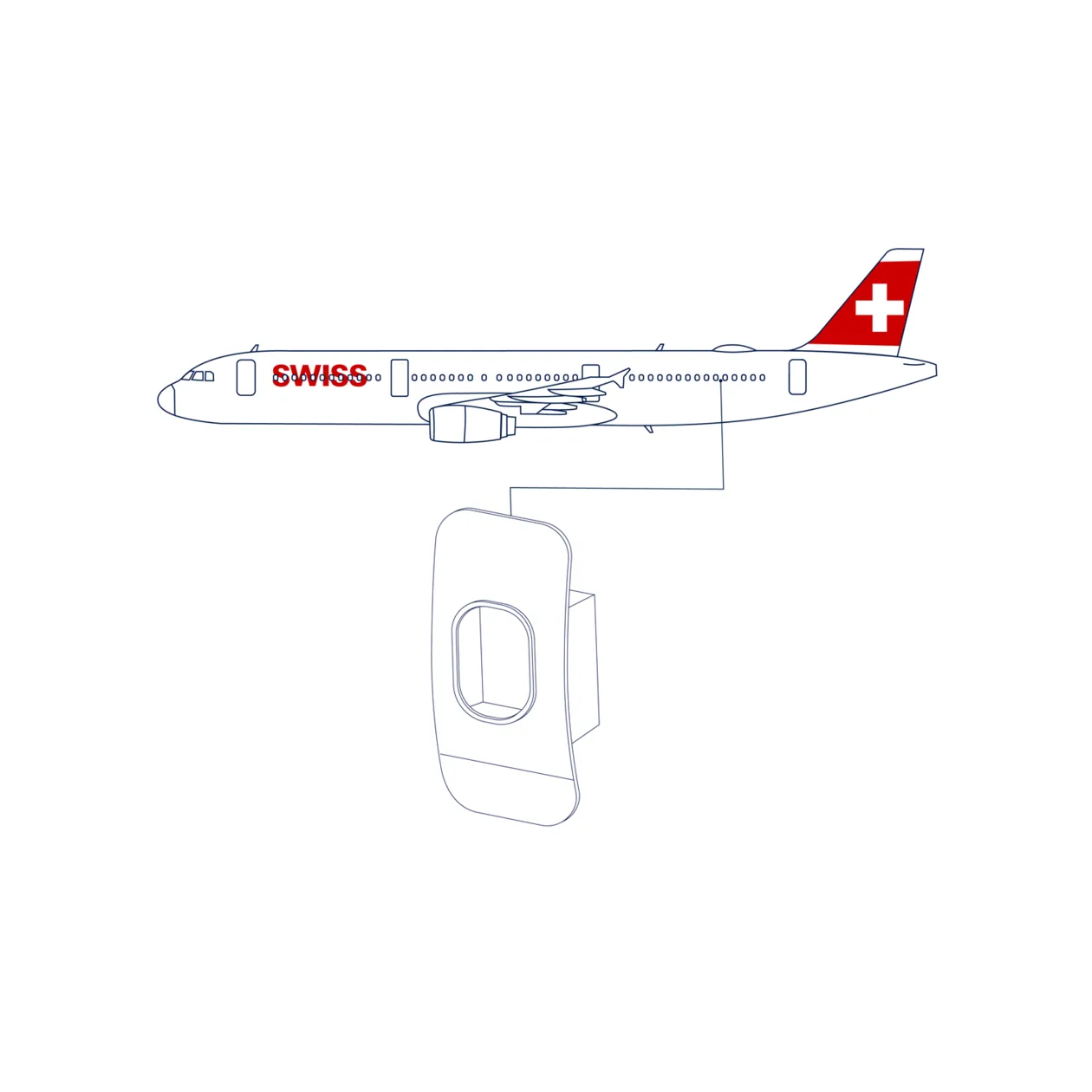 SWISS Recraft Collection Airbus 321 HB-IOC Wall Bar, White