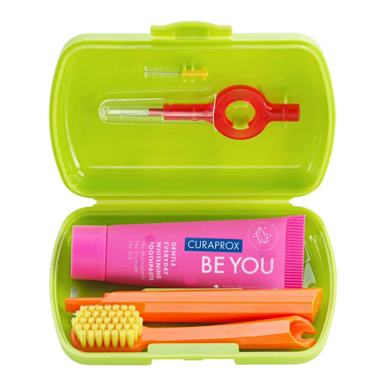 CURAPROX Be you Kit de voyage, confezione da 2 unità, orange/vert