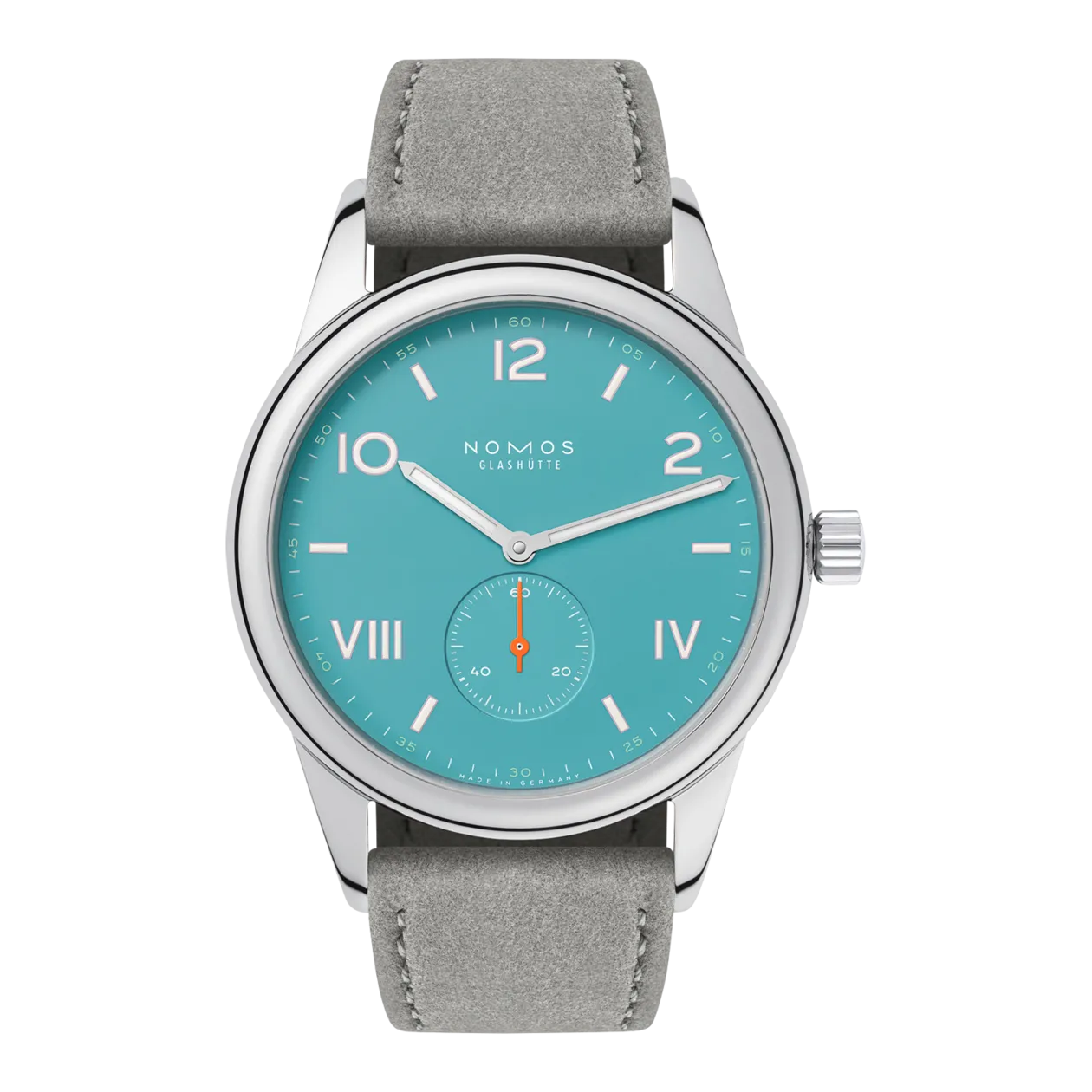 NOMOS Glashütte Club Campus 38 Endless Blue Hand-Wound Watch, Turquoise / Pebble Grey