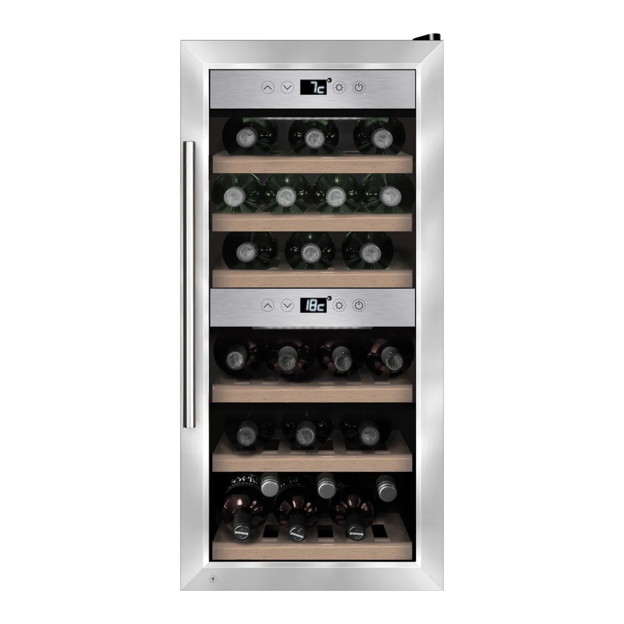 CASO Design WineComfort 240 Smart 2-Zonen-Weinkühlschrank, Silber/Schwarz