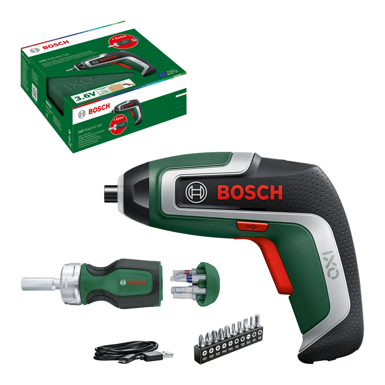 Bosch IXO 7 Ratchet Set Cordless Screwdriver Classic Green Worldshop