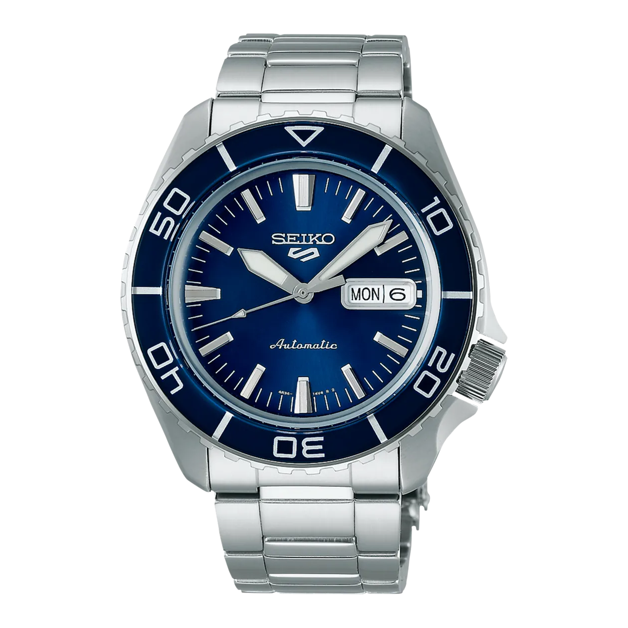 Seiko 5 Sports SRPK97K1 Automatic Watch, Silver-Coloured / Dark Blue