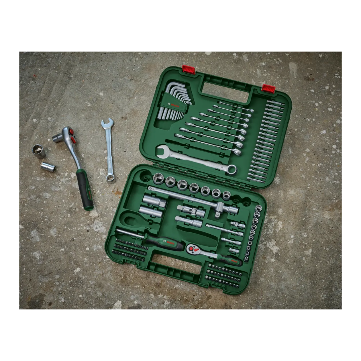 Bosch Advanced Boîte à outils, 132 pièces, Classic Green