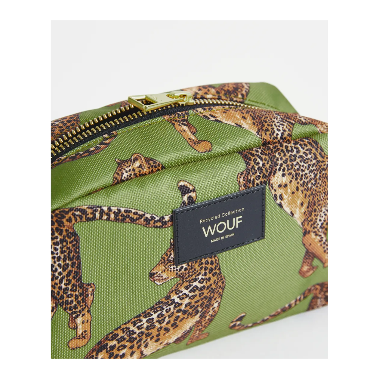 WOUF Olive Leopard Cosmetic Case, Olive