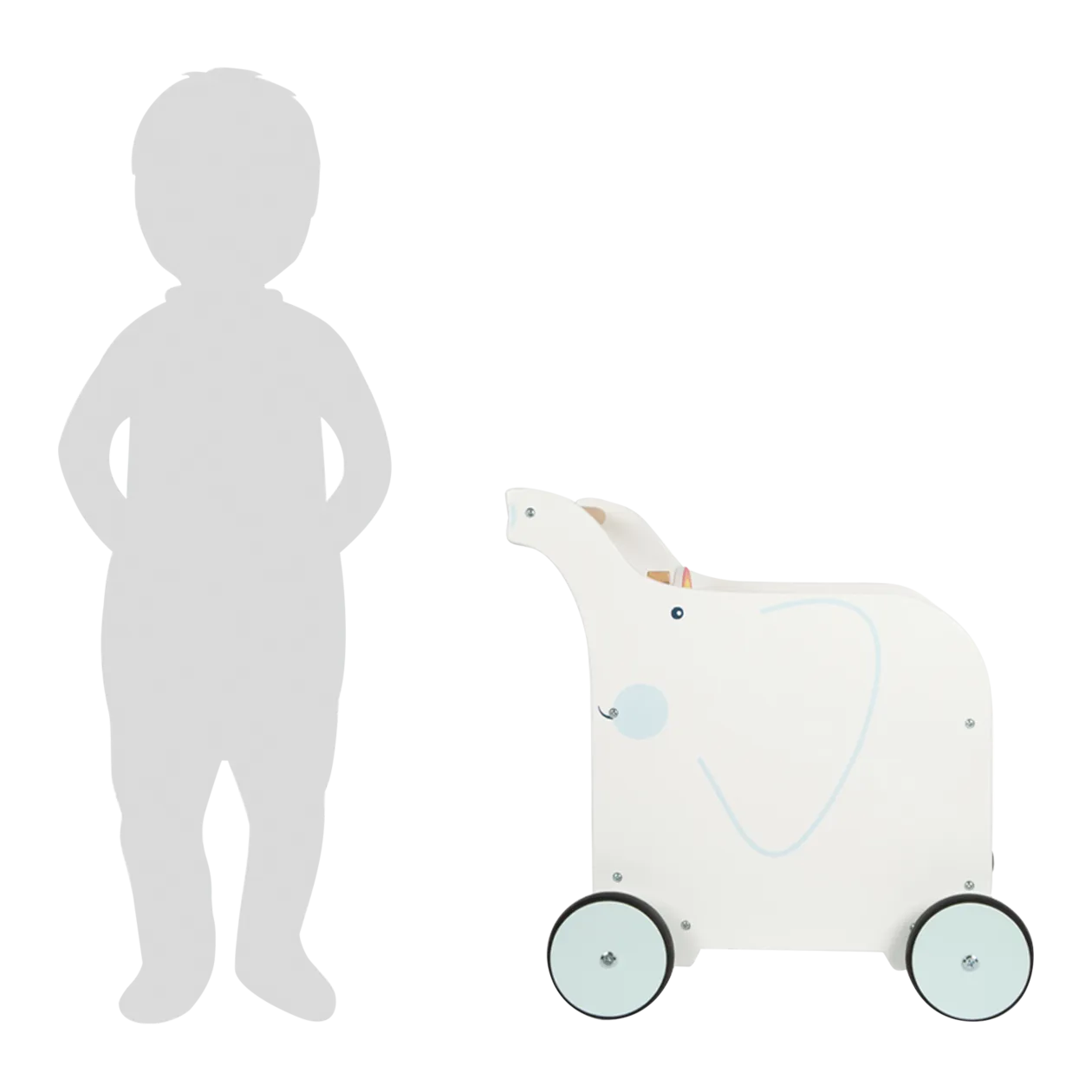 small foot Elephant Baby Walker with Toy Box, White