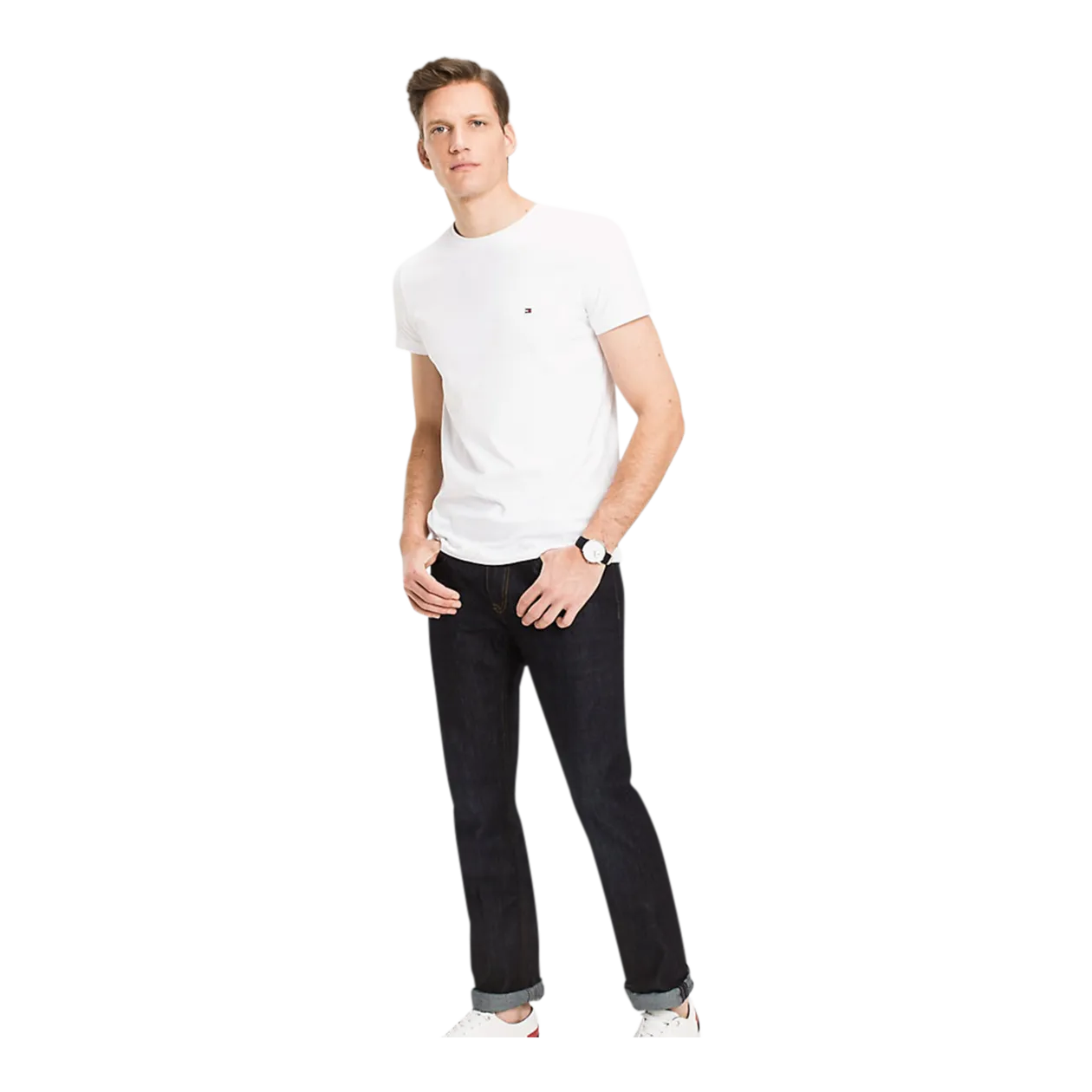 Tommy Hilfiger Core Stretch Slim C-Neck T-shirt pour homme, manches courtes, Bright White