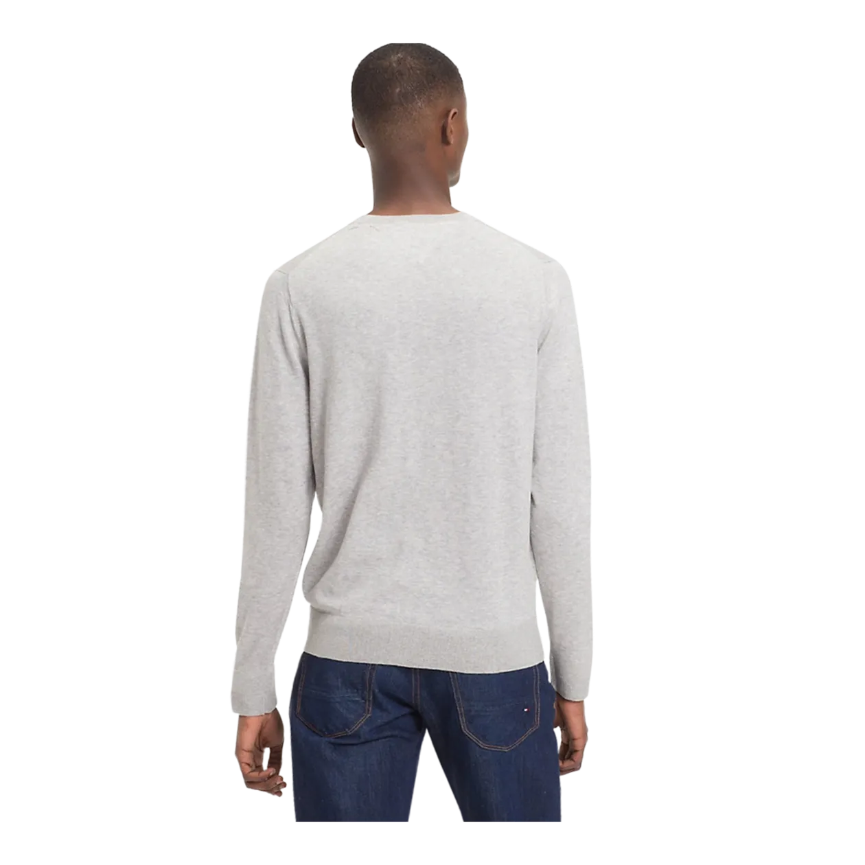 Tommy Hilfiger Core Cotton-Silk C-Neck Herren Pullover, Cloud HTR