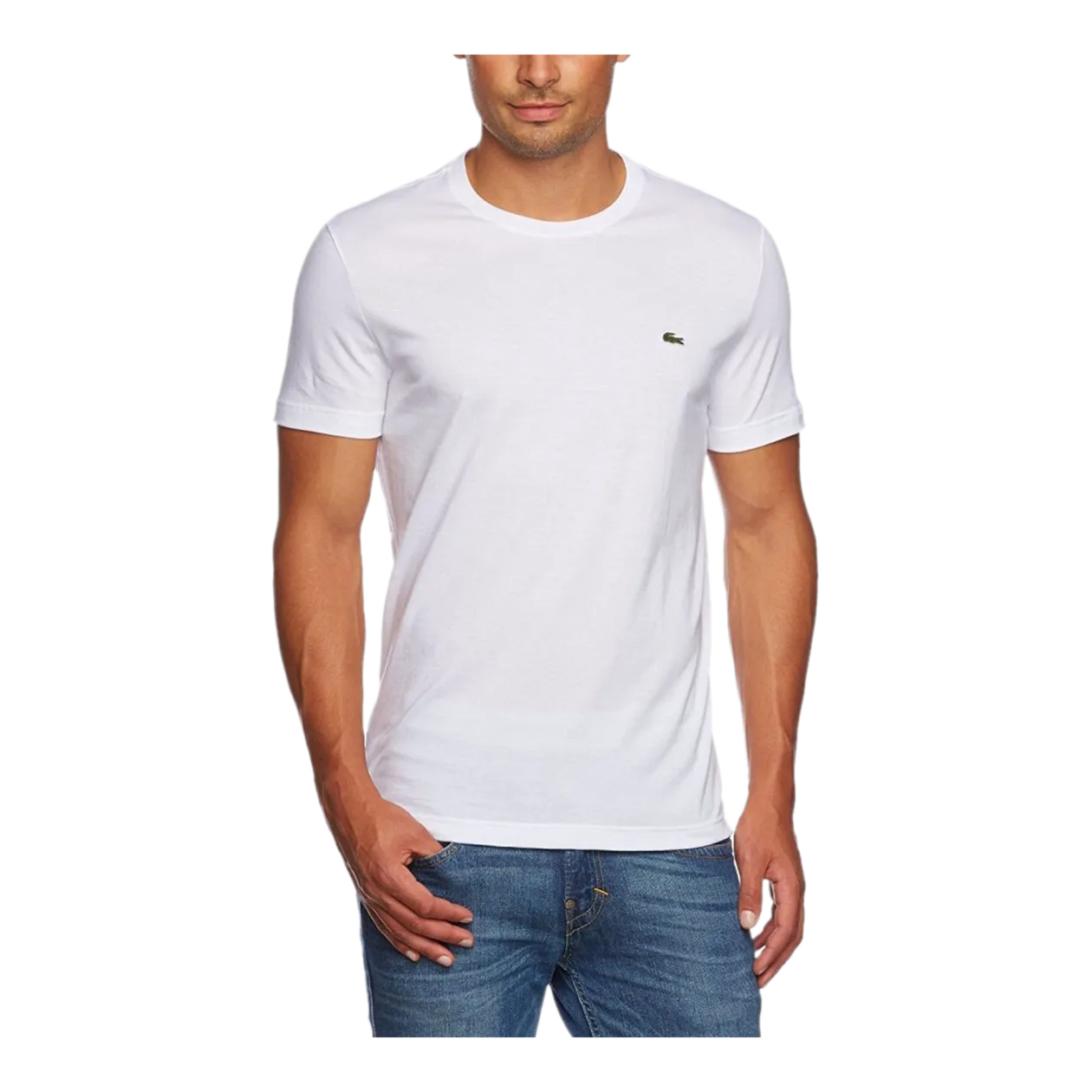 Lacoste T-shirt col rond, homme, manches courtes, blanc