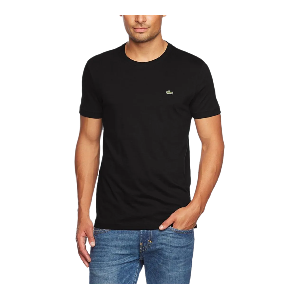 Lacoste T-shirt col rond, homme, manches courtes, noir