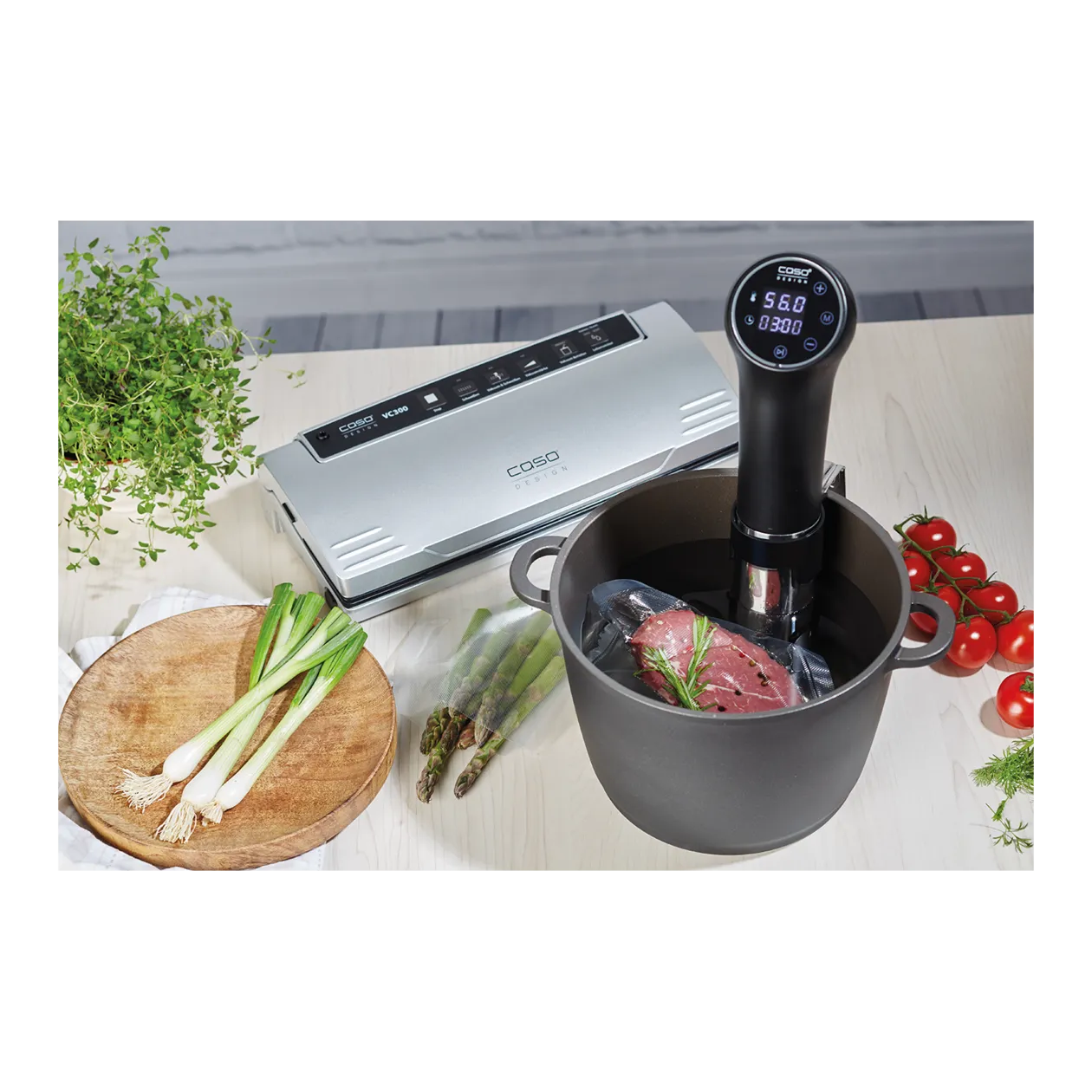 CASO Design SV 1200 Smart Cuiseur sous vide + GourmetVAC 380 Machine de mise sous vide