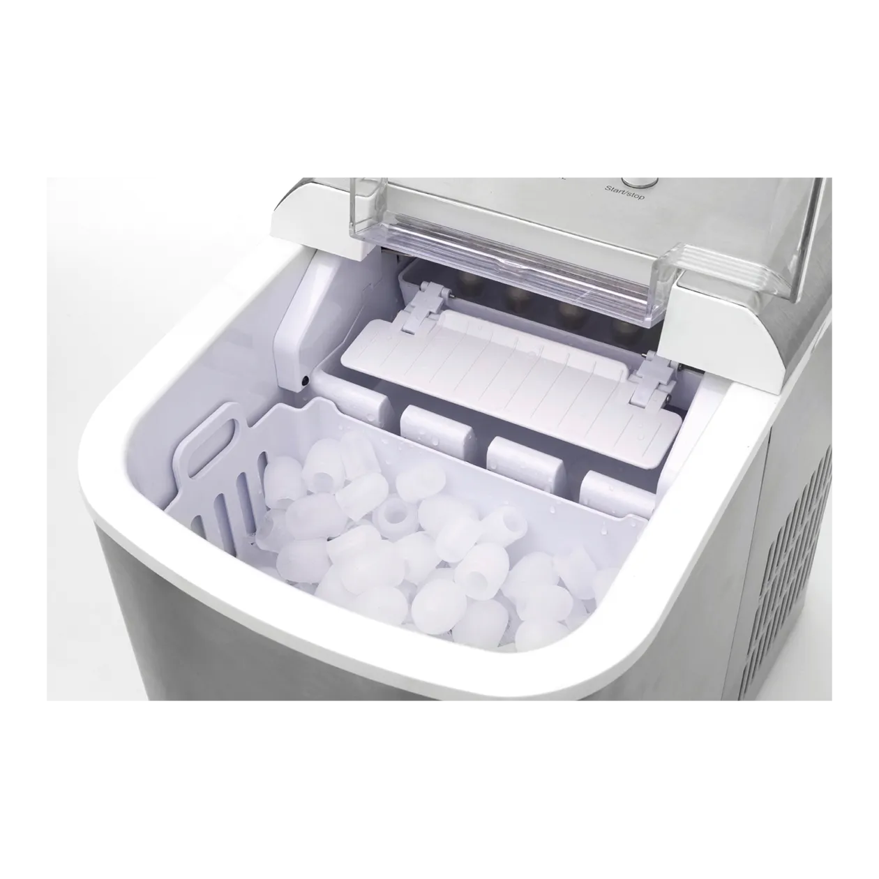 CASO Design IceChef Pro Ice Cube Machine, Stainless Steel / White