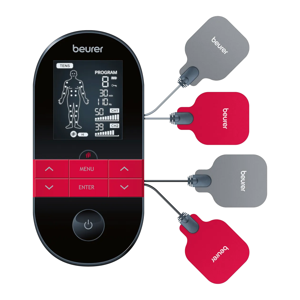 Beurer EM 59 Heat TENS/EMS-Gerät, Schwarz/Rot