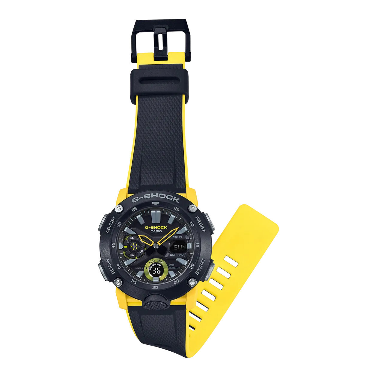 CASIO G-SHOCK LED Light GA-2000-1A9ER Montre-bracelet, noir/jaune