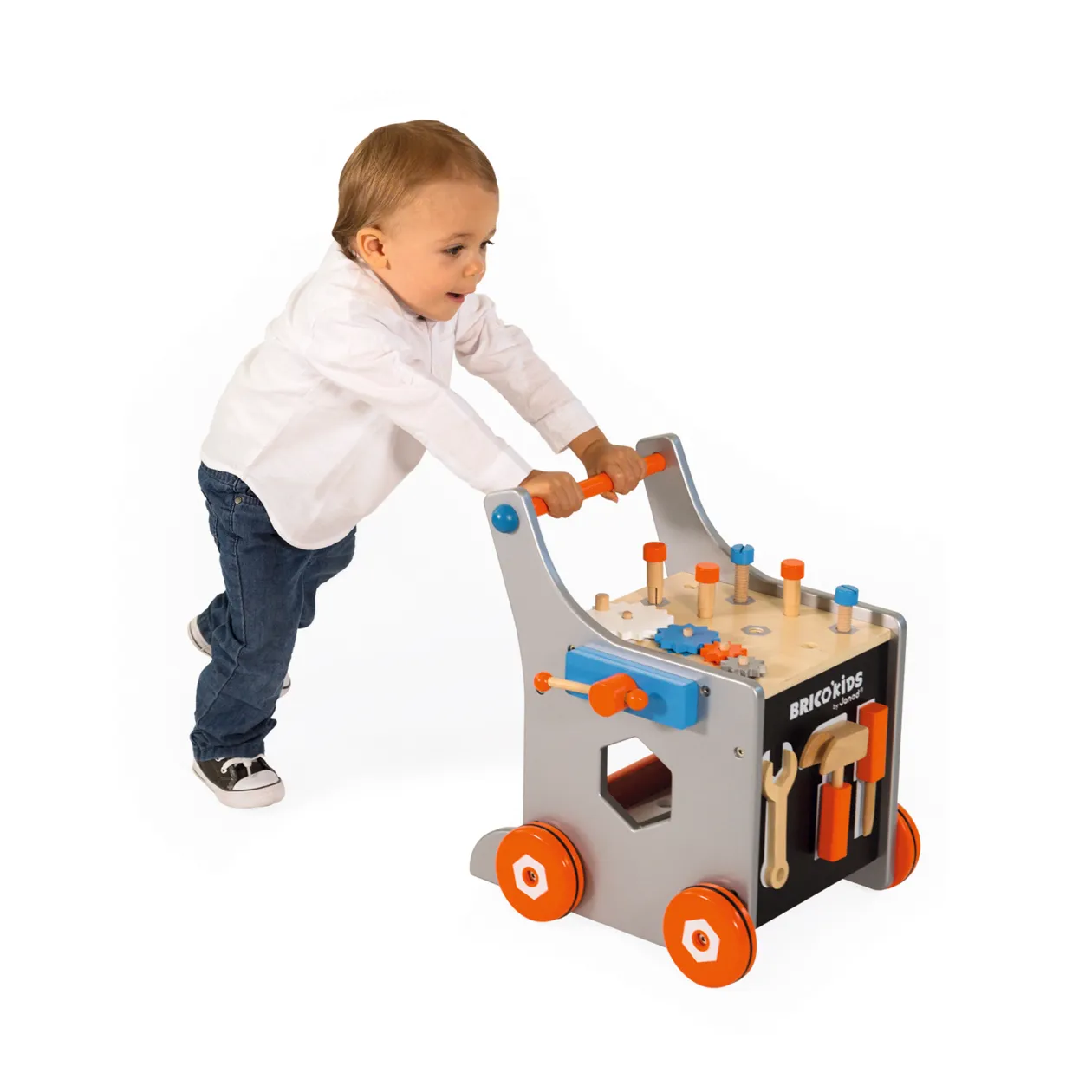 Janod Brico'Kids Magnetic DIY Trolley, Blue/Orange