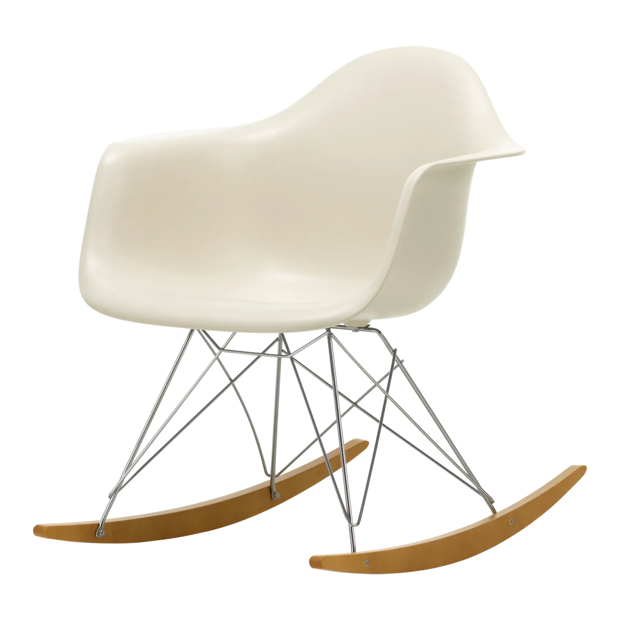 Vitra Eames Plastic Armchair RAR Schaukelstuhl, Kieselstein/Chrom