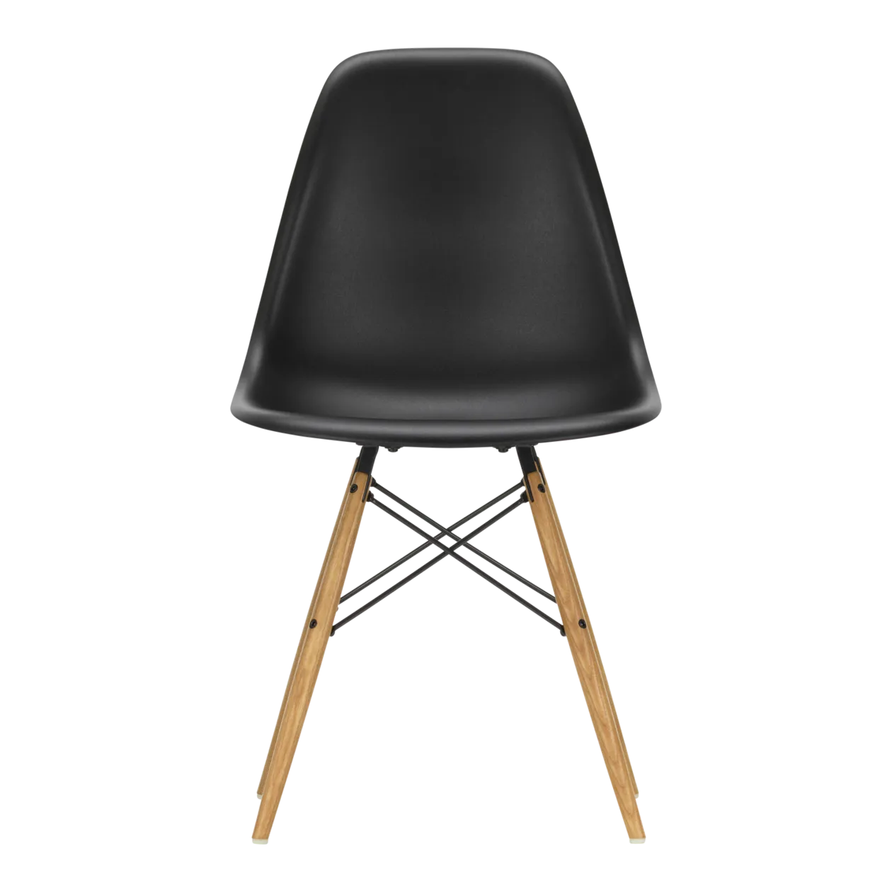 Vitra Eames Plastic Side Chair DSW chaise, noir intense / couleur miel