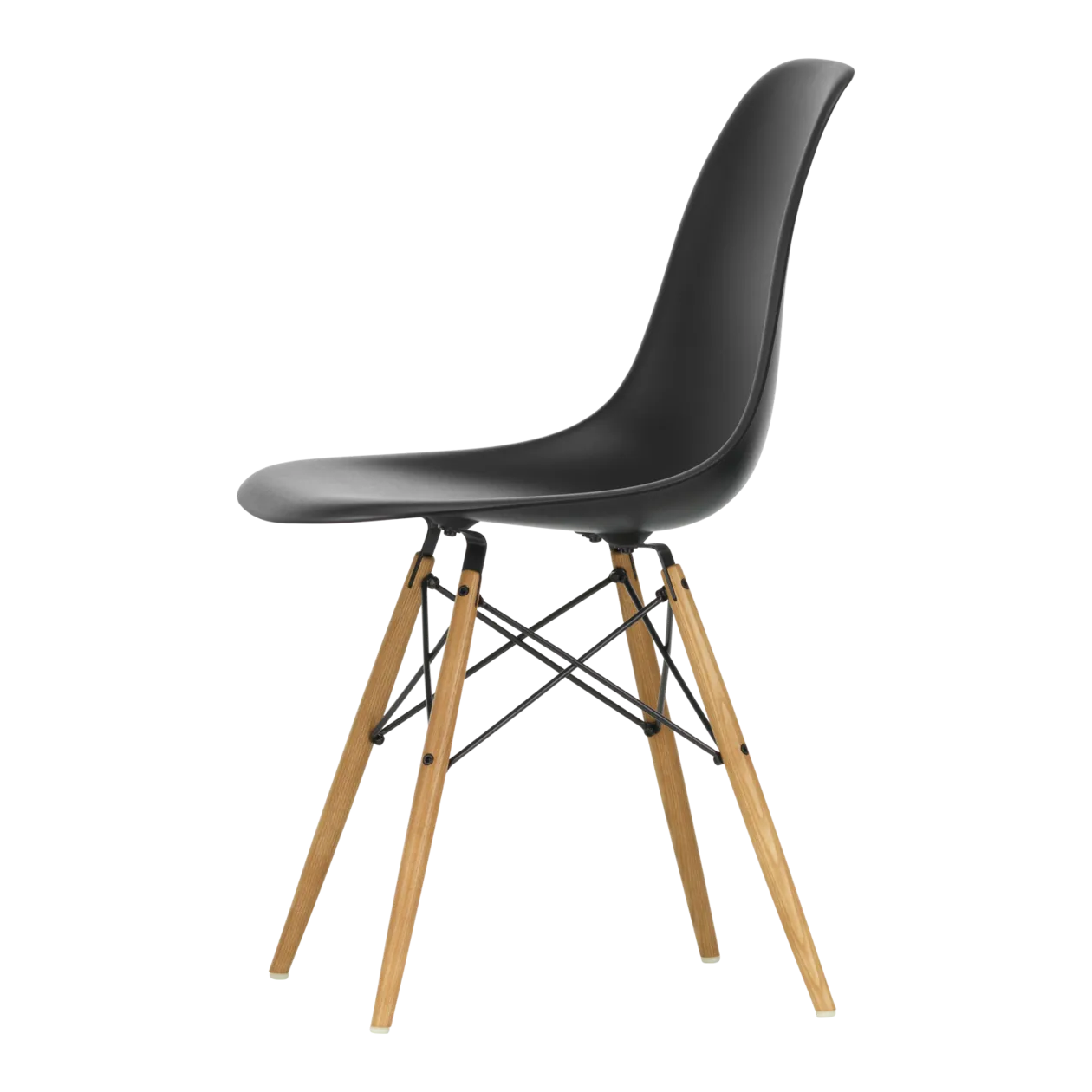 Vitra Eames Plastic Side Chair DSW chaise, noir intense / couleur miel