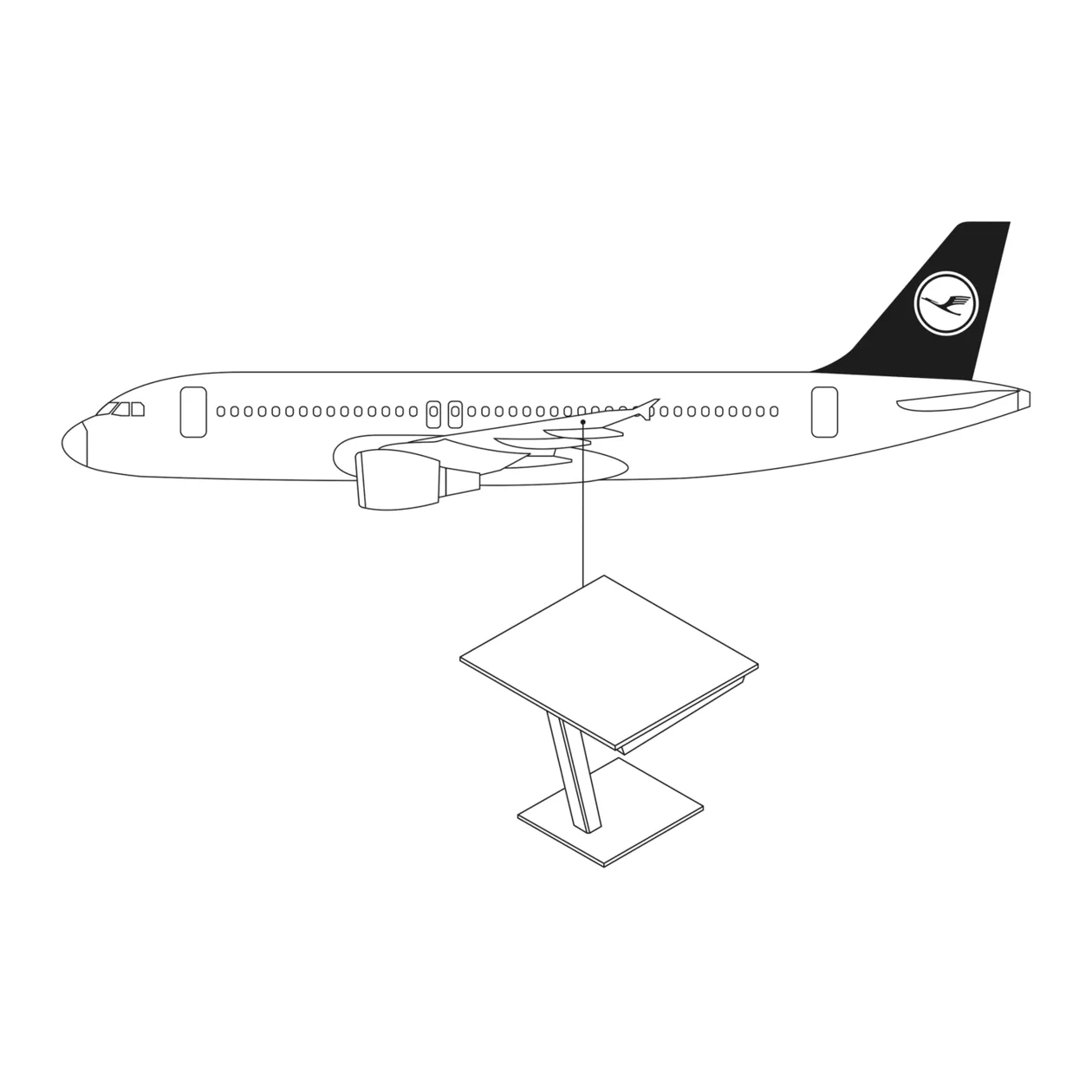 Lufthansa Upcycling Collection A320-211 D-AIPA Speedbrake Coffee Table, Vernice originale