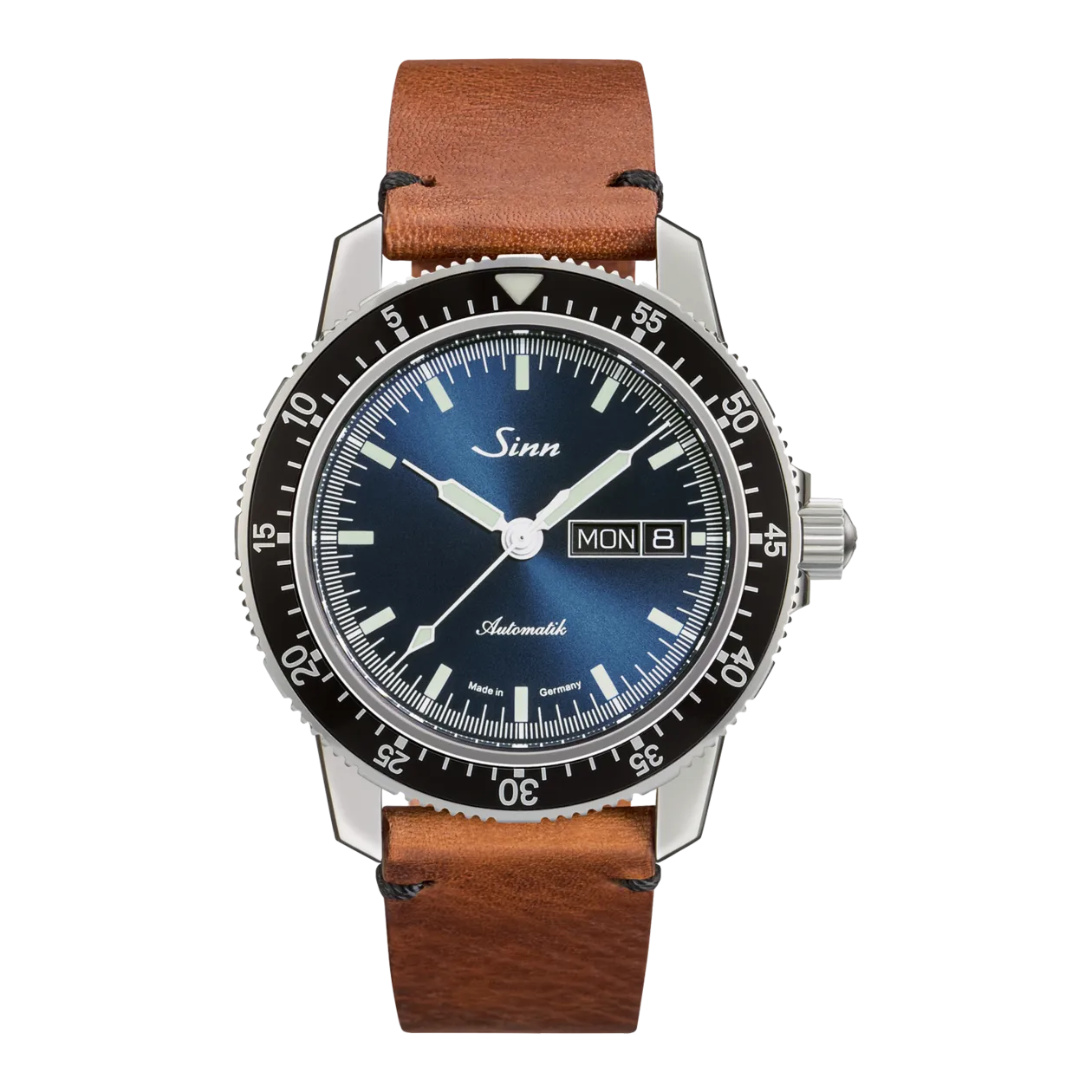 Sinn 104 St Sa I B Montre de pilote automatique, bleu foncé / marron