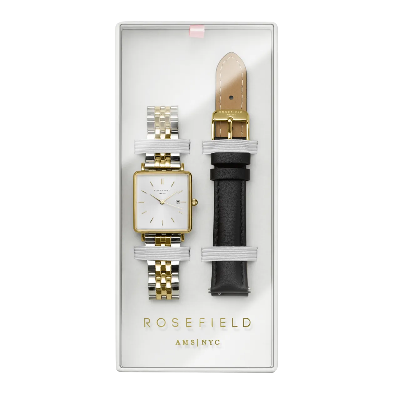 Rosefield The Boxy Duotone Armbanduhr, Silberfarben/Goldfarben