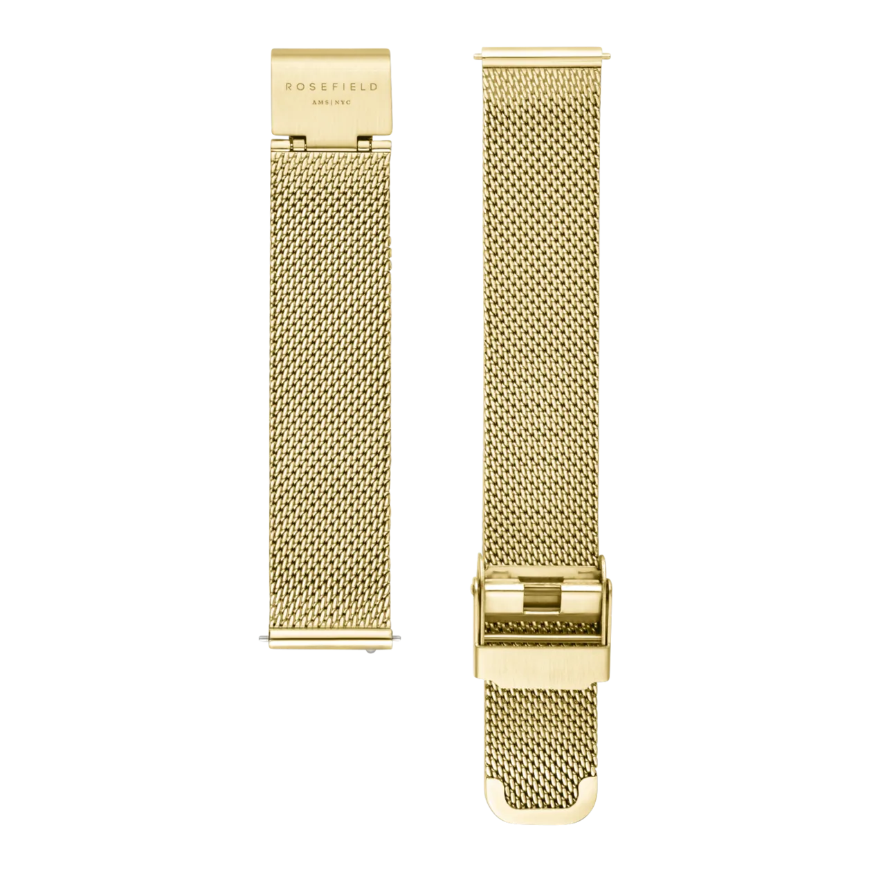 Rosefield The Boxy Gold Mesh Armbanduhr, Gold/Weiß