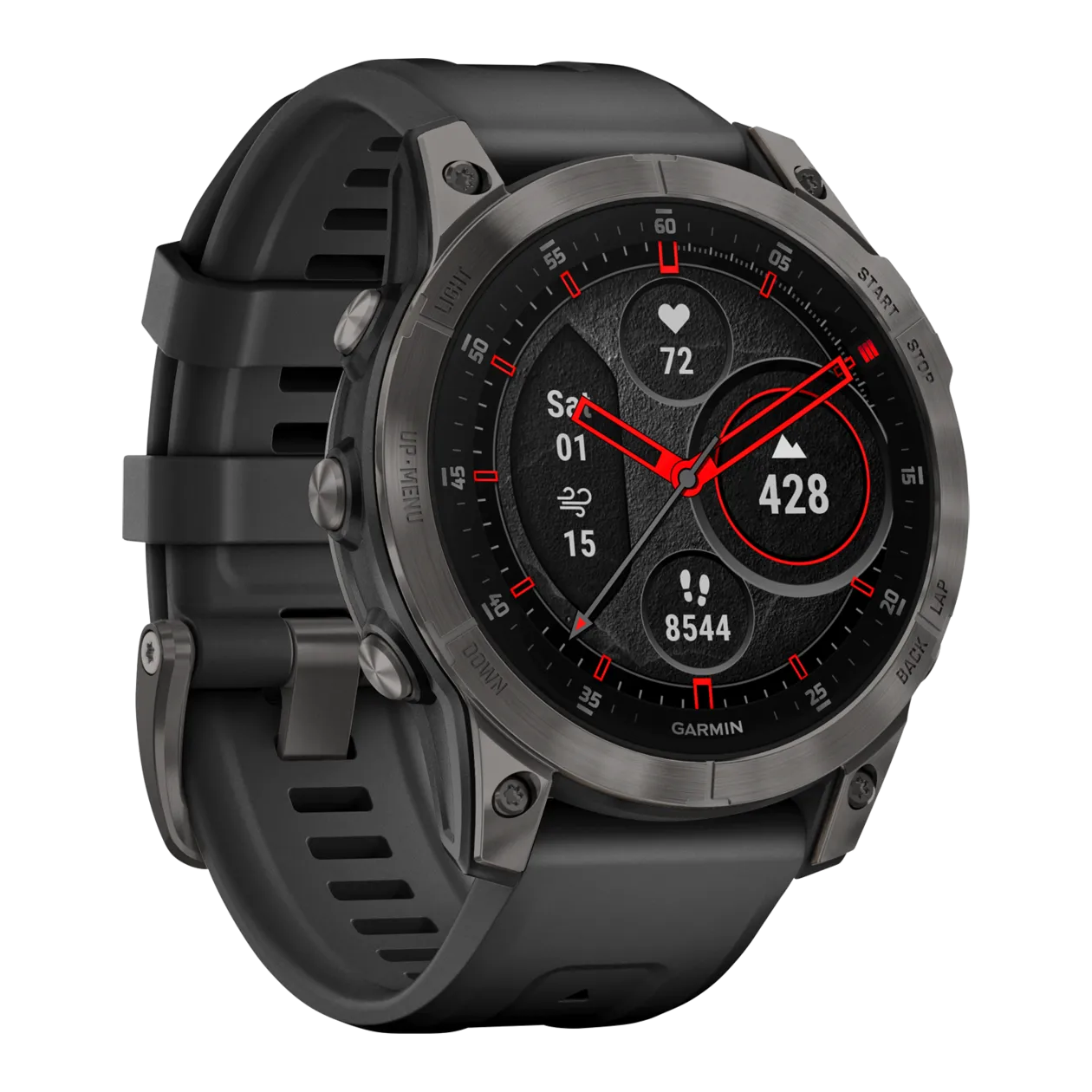 Garmin Epix™ Sapphire GPS Multisport Smartwatch, Black / Slate Grey / Titanium