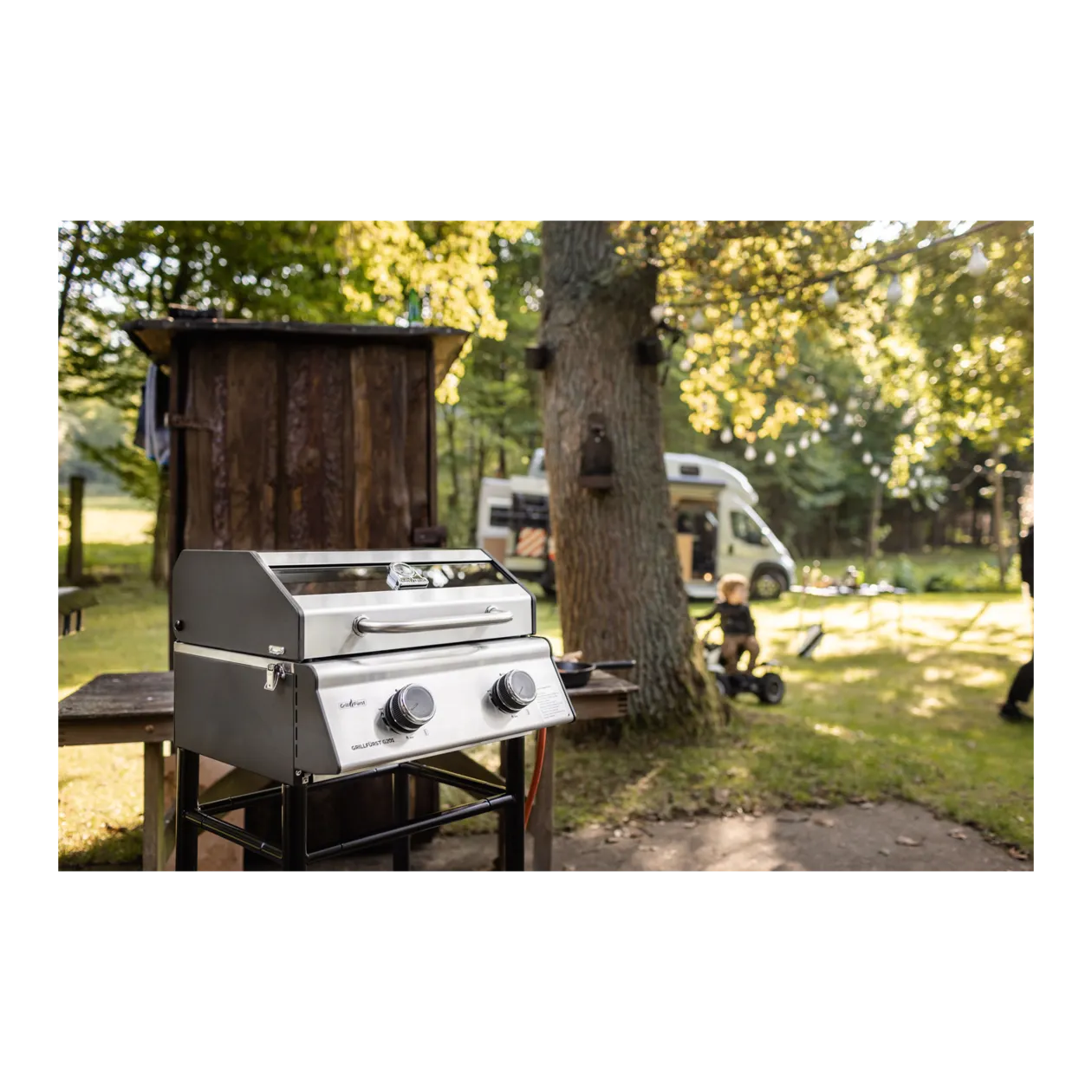 Grillfürst G201E Barbecue à gaz de camping + grille + housse