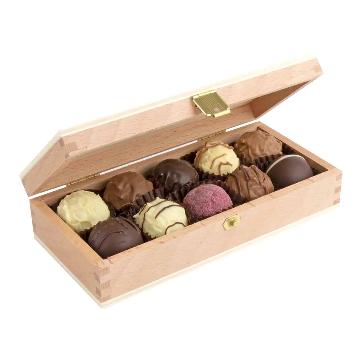 DreiMeister Coffret en bois « Chocolat » assortiment de truffes