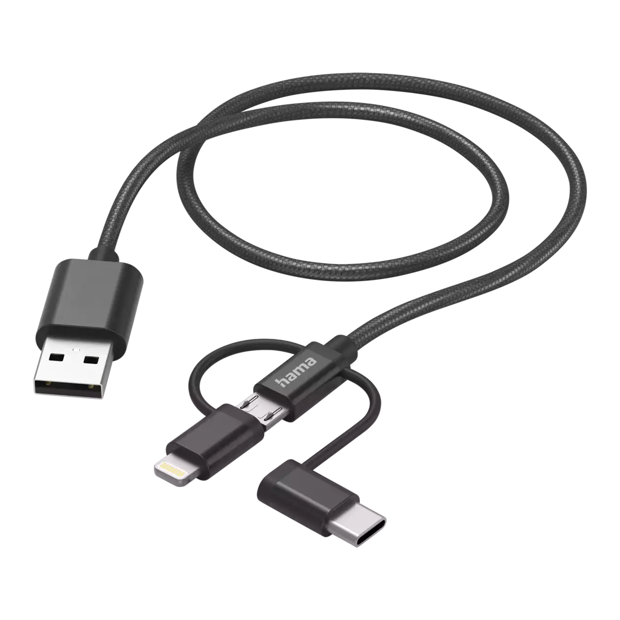 Hama 3-in-1-Micro-USB-Kabel, Schwarz