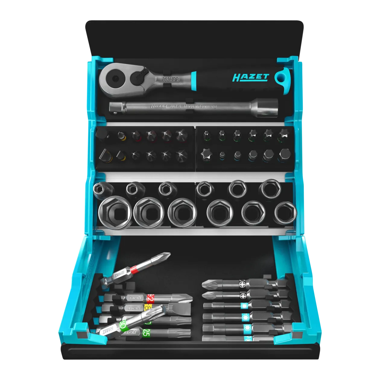 HAZET SmartCase Bit-Satz Werkzeug-Set, 50-tlg., Blau/Schwarz