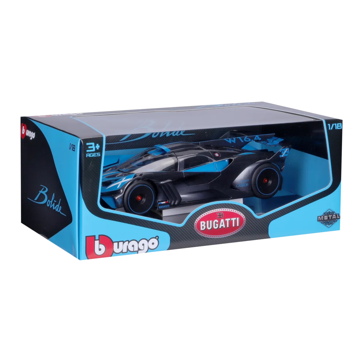 Bburago Bugatti Bolide Model Car, 1:18, Blue/Black