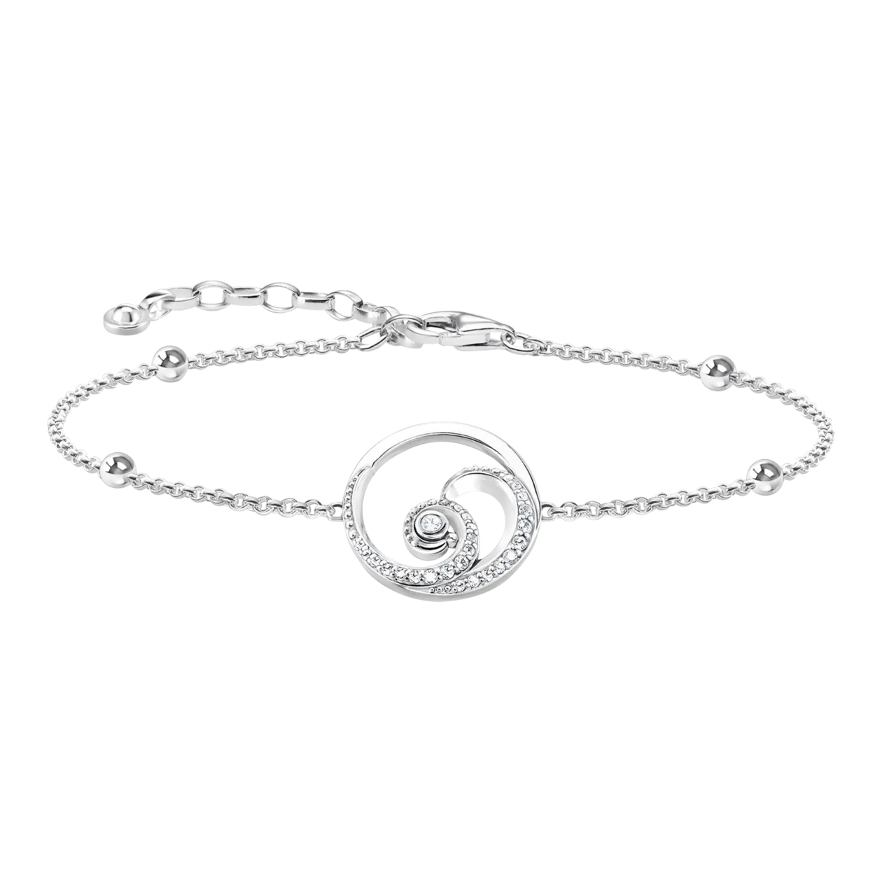 THOMAS SABO Wave Bracelet, Silver-coloured/White