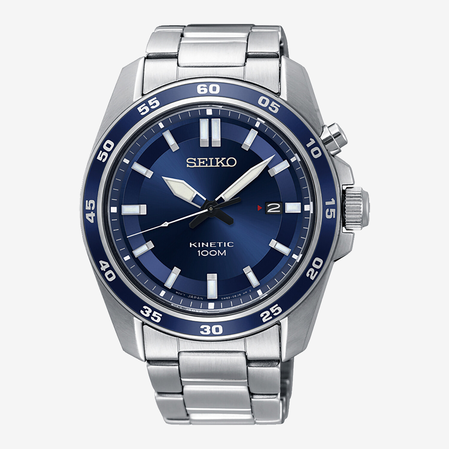 Seiko Kinetic Kinetic Watch Silver Coloured Blue Worldshop