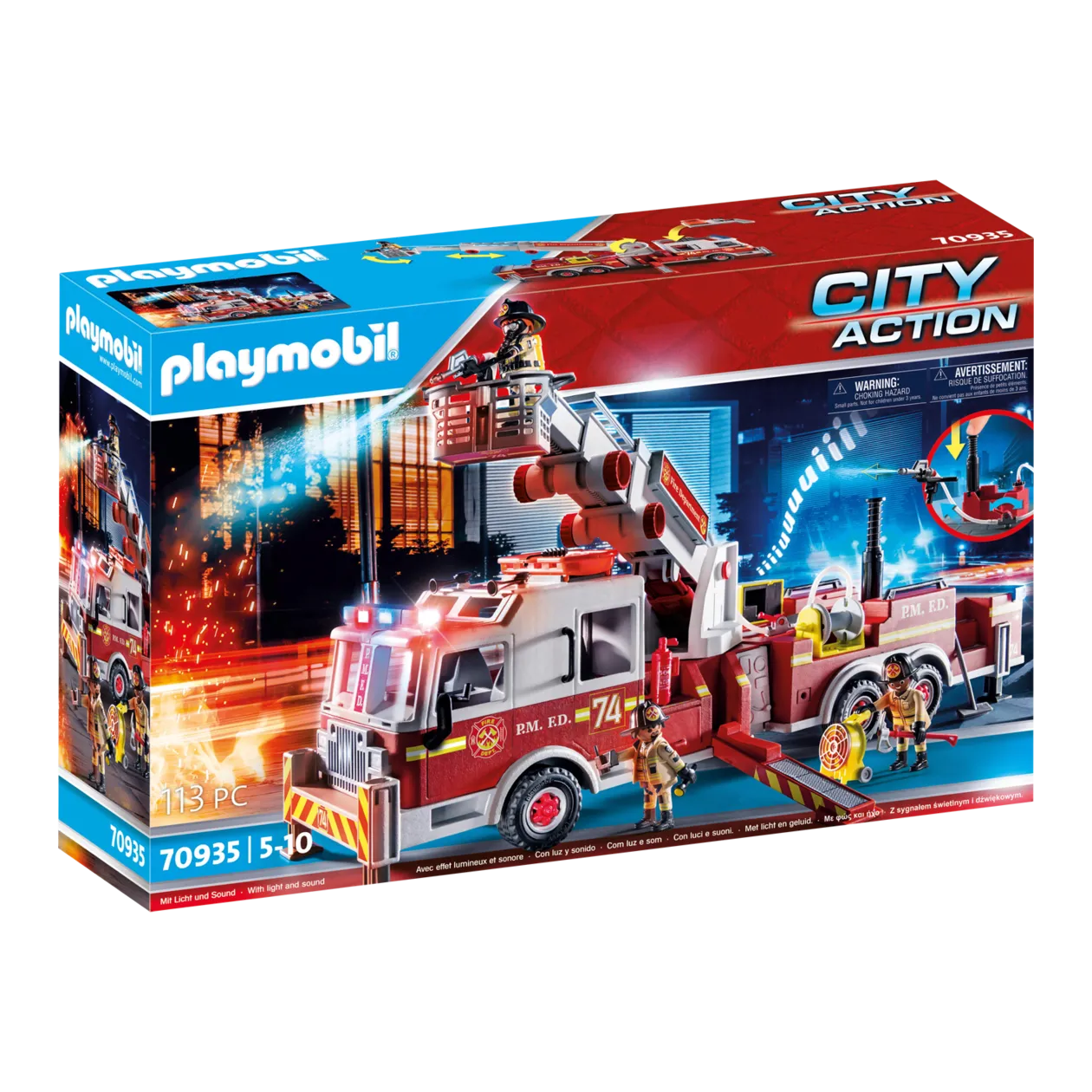 PLAYMOBIL® US Tower Ladder Fire Engine Playset