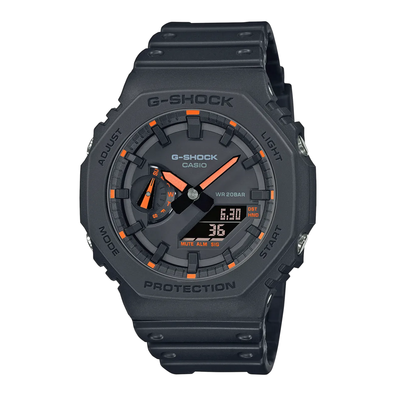 CASIO G-SHOCK GA-2100-1A4ER Orologio da polso, nero/arancione