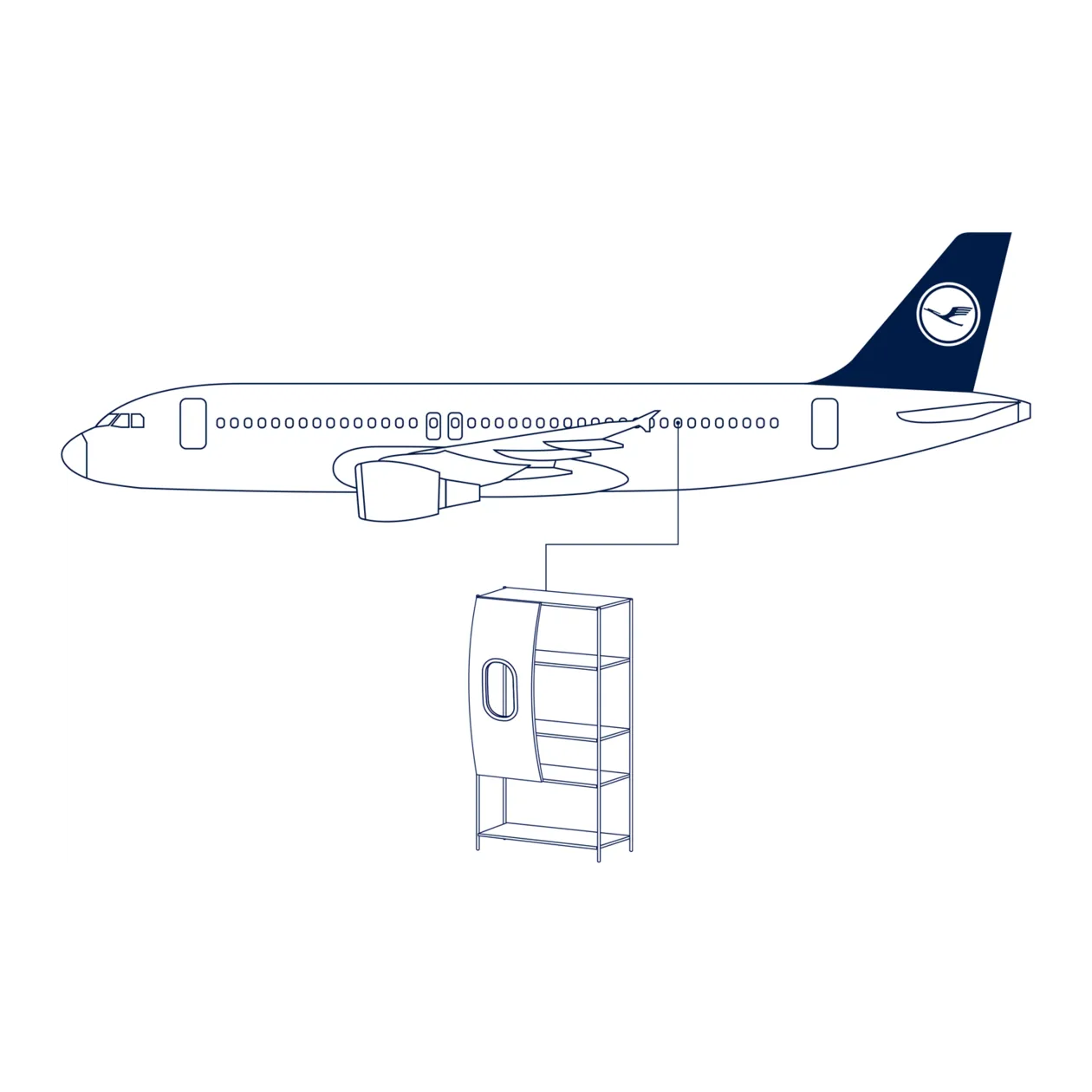 Lufthansa Upcycling Collection A320-211 D-AIPL Bücherregal