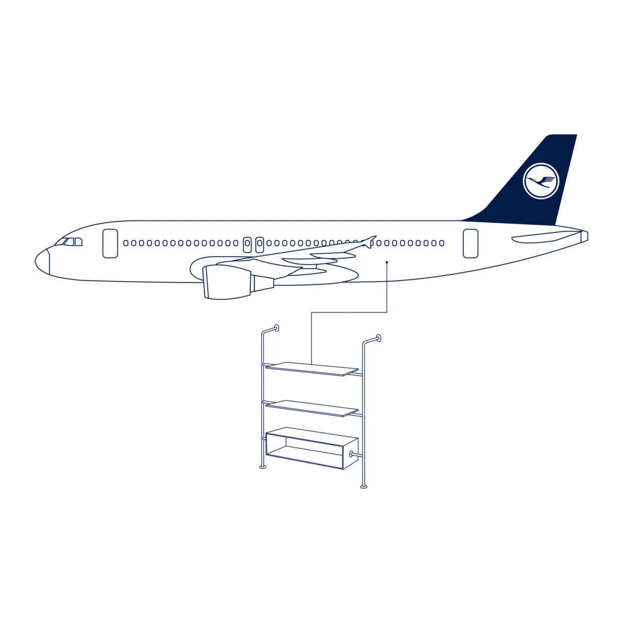 Lufthansa Upcycling Collection A320-211 D-AIPL Étagère murale, argenté/blanc