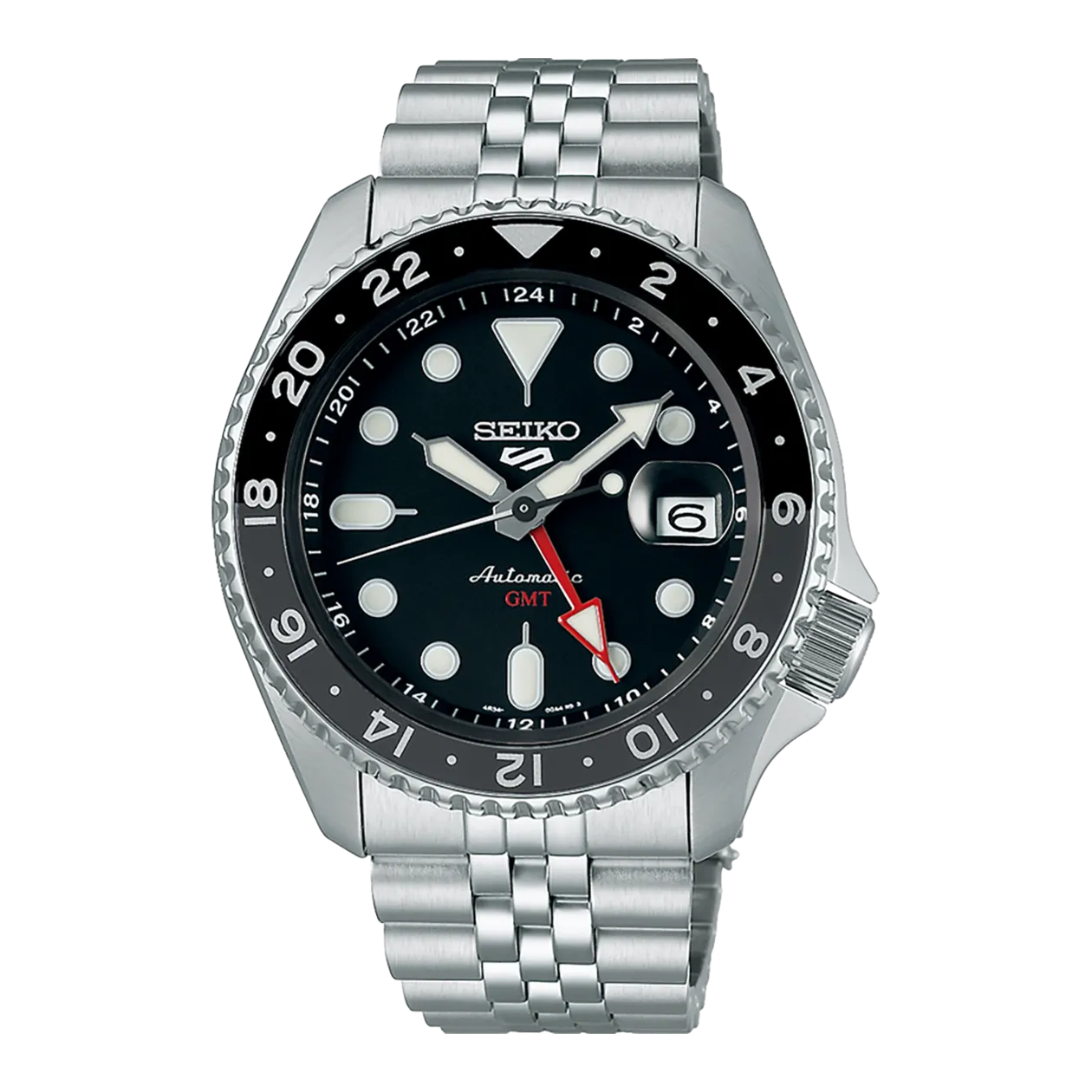 Seiko 5 Sports GMT Automatikuhr, Silberfarben/Schwarz