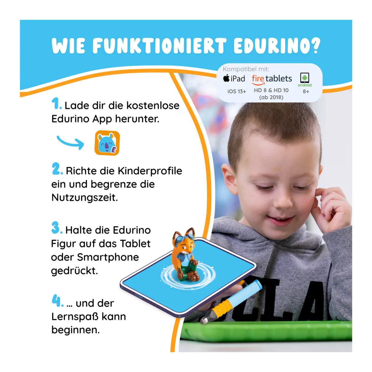 EDURINO Starter set Mika "Erstes Lesen & Schreiben ab 4" (impara a leggere e scrivere da 4 anni in su)