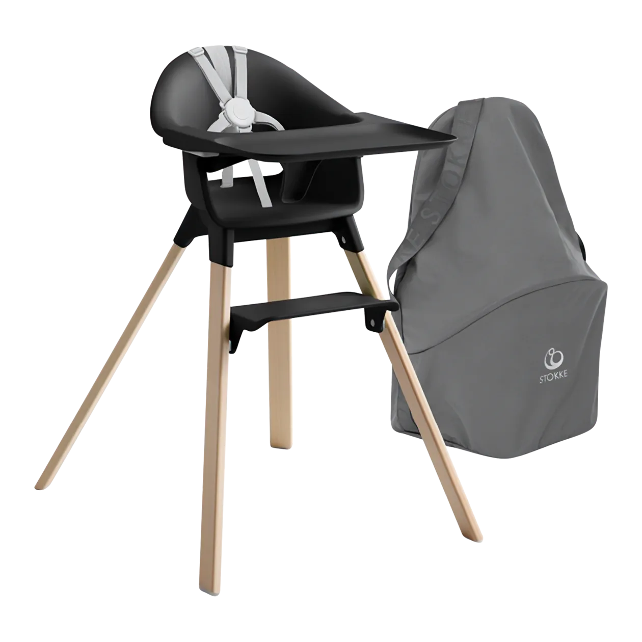 Stokke® Clikk™ Highchair + Travel Bag, Black Natural