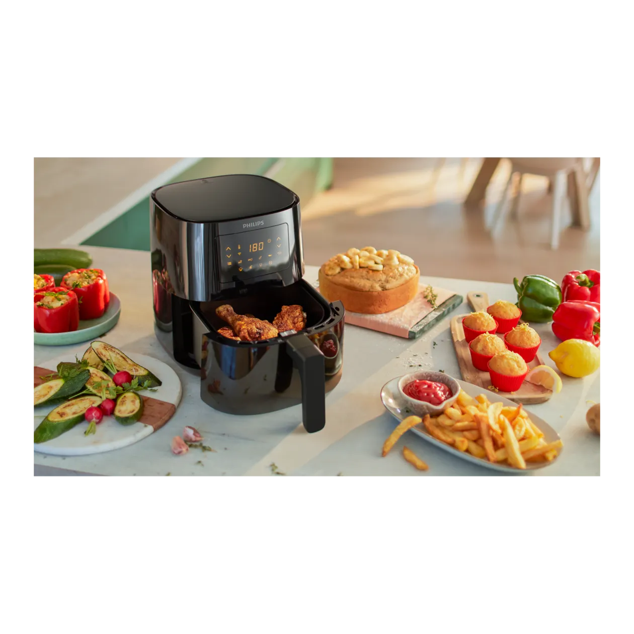 Philips Essential Connected Airfryer Compact Hot Air Fryer, Black ...